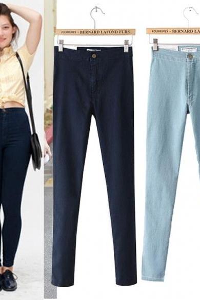 New Arrival Women's Jeans Pants Elastic Denim High Waist Pencil Pants