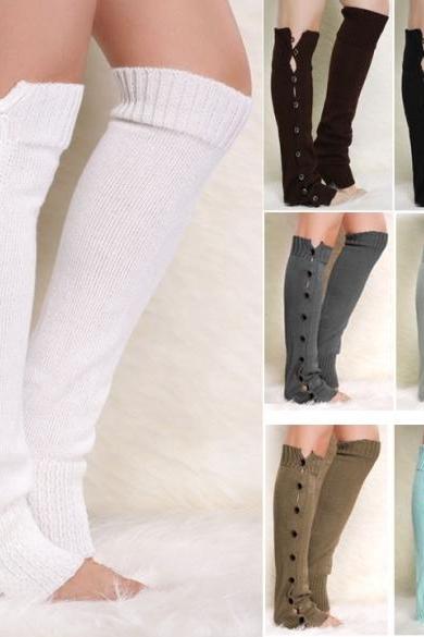 New Fashion Winter Women's Knit Crochet Button Leg Warmer Boot Leggings??Socks
