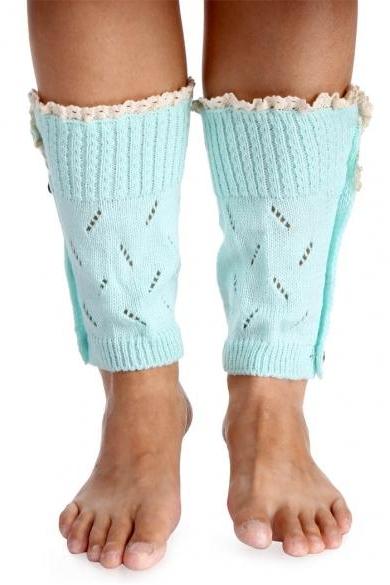 Avidlove Fashion Women Lady Girl Leg Warmer Button Lace Knit Boots Cuffs Soft Socks