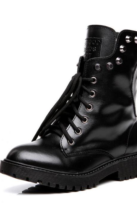 Retro Rivet Leather British Short Boots
