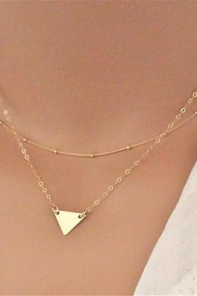 Fashion Simple Triangle Sequins Multilayer Short Necklace
