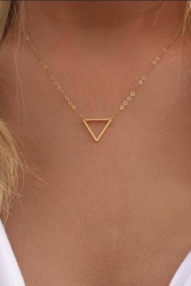 Metal Hollow Triangle Short Necklace