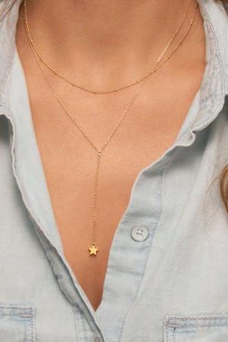 Copper Bead Stars Pendant Necklace