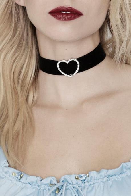 Diamond Heart Lint Collars Necklace