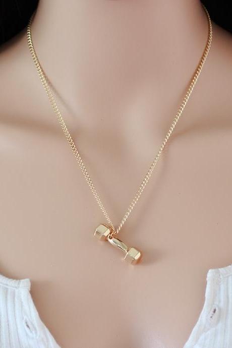 Exquisite alloy dumbbell barbell Pendant Necklace