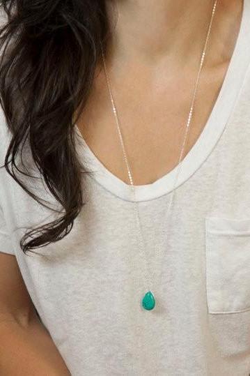 Simple Water Droplets Sweater Chain Long Necklace