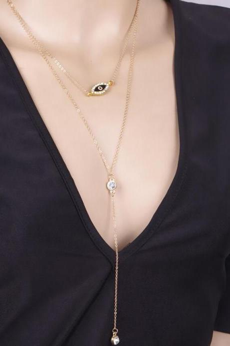 Diamante Eyes Tassel Women&amp;amp;#039;s Clavicle Necklace