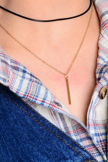 Fashion Wax Line Metal Stripe Necklace