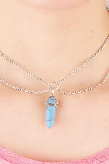Beautiful Tassel Short Crystal Pendant Necklace