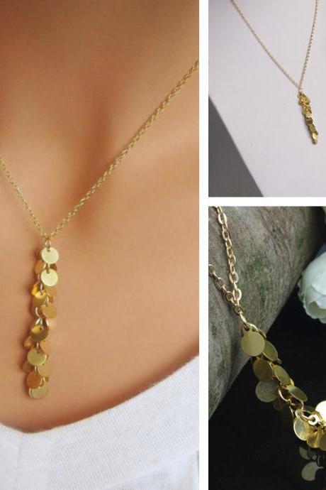 Metal Sequins Tassel Clavicle Necklace