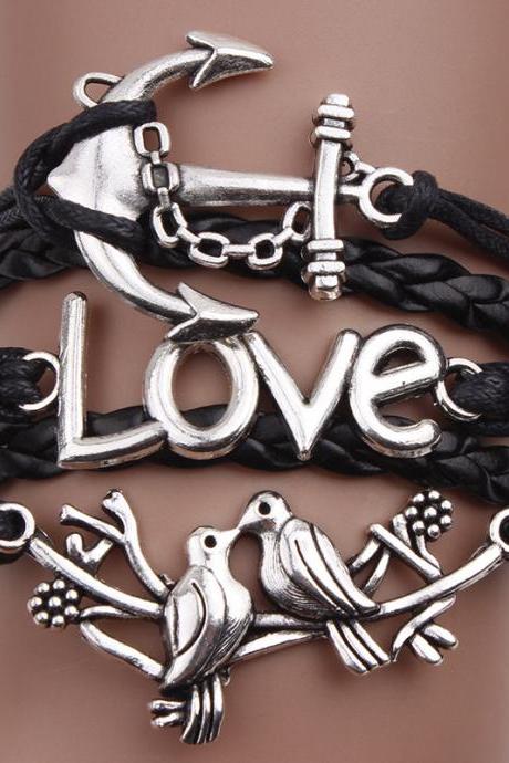 Lovebirds Anchor Multielement Fashion Bracelet