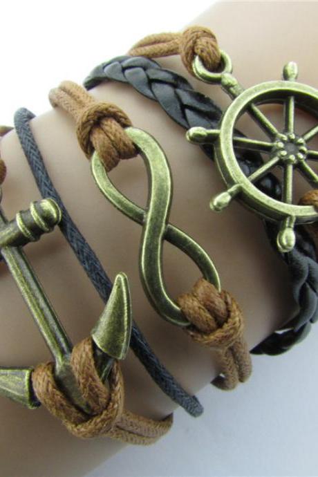 Anchor Rudder Eight Wax String Bracelet