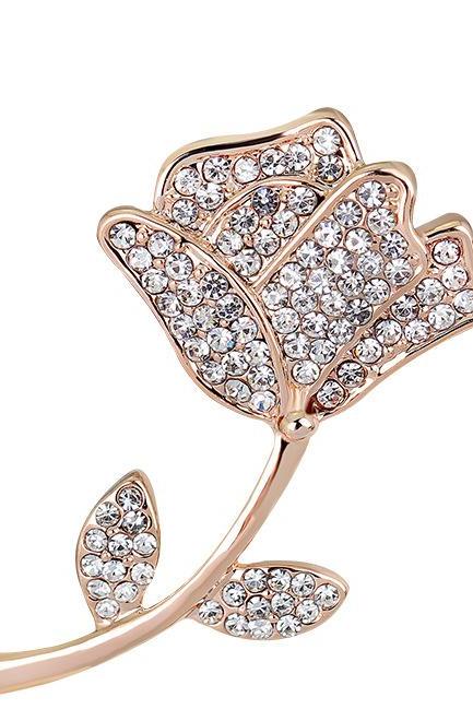 Fashion fresh rose diamond brooch