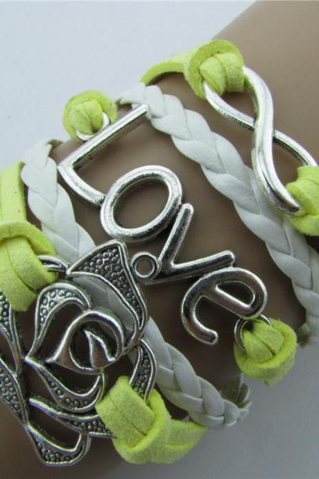 Rose LOVE 8 Leather Cord Bracelet