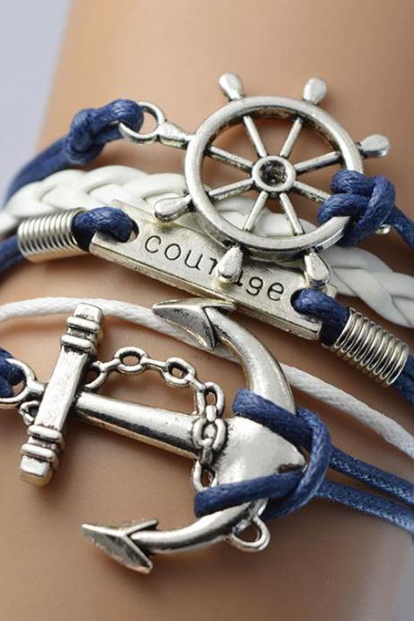 Anchor Rudder Multilayer Woven Courage Bracelet