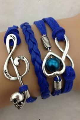 Heart Music Note Fashion Multilayer Woven Bracelet