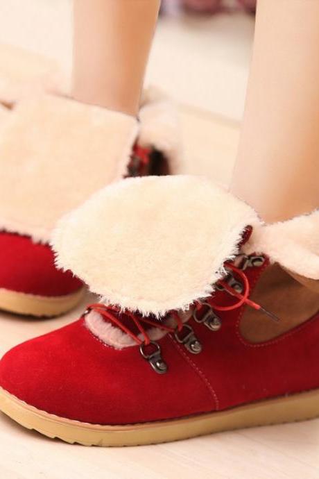 Hot Style Female Lace Up Fur Snow Boots