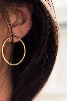 Contracted Joker Copper Smooth Circle Earrings