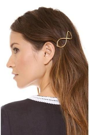 Minimalist Geometric Infinity Hair Clip - Gold / Silver
