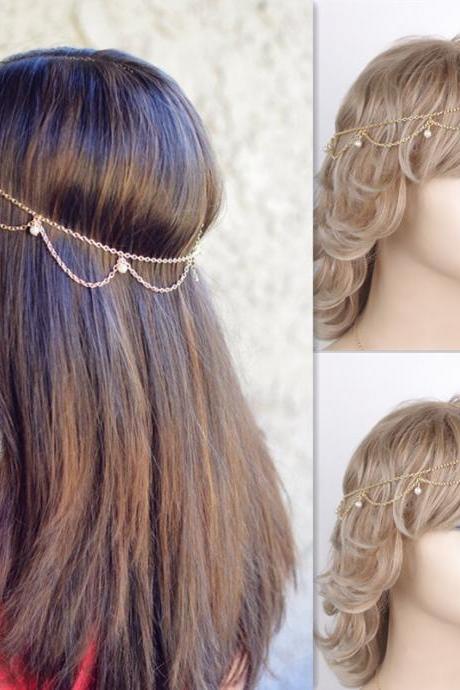 Bohemian Waves Tassel Pearl Hair Accessories