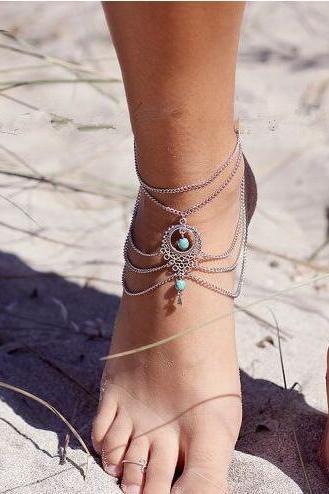 National Style Hollow Out Droplets Anklet