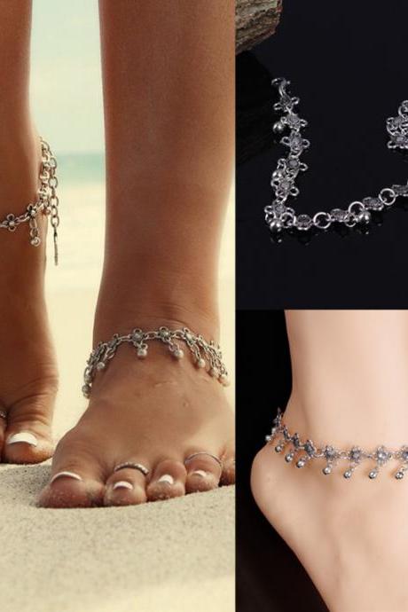 Hollow Out Carving Drop Tassel Anklet
