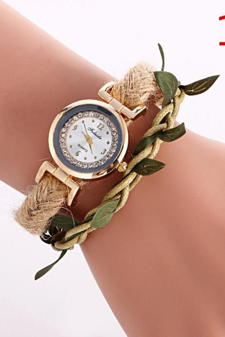 Adjustable Leaves Woven Watch
