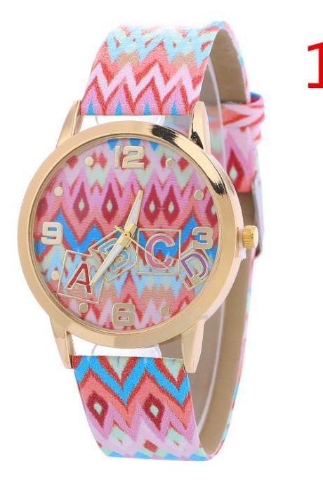 Colorful Wave Line Print Watch