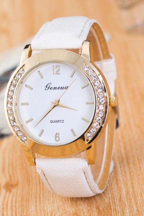 Classic Crystal Leather Watch