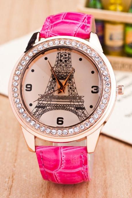 Fashion Eiffel Tower Crystal Watch