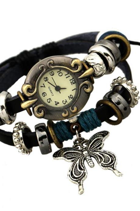 Sweet Butterfly Leather Bracelet Watch