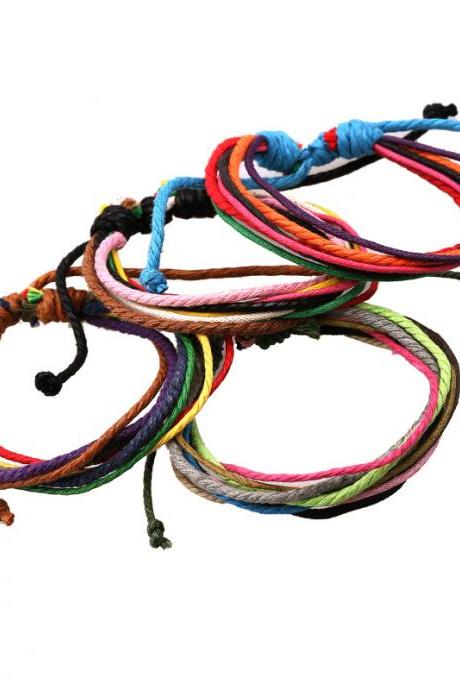 Hemp Wax String Woven Colorful Bracelet