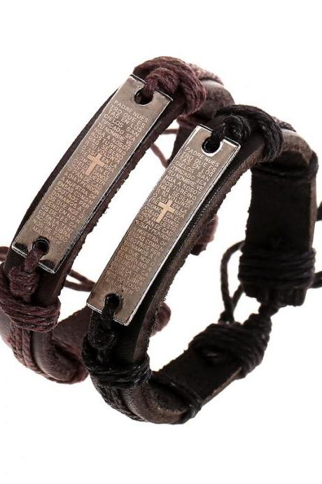 Scriptures Cross Woven Multilayer Bracelet