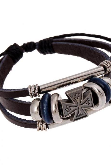 Hot Sale Cross Beaded Leather Bracelet