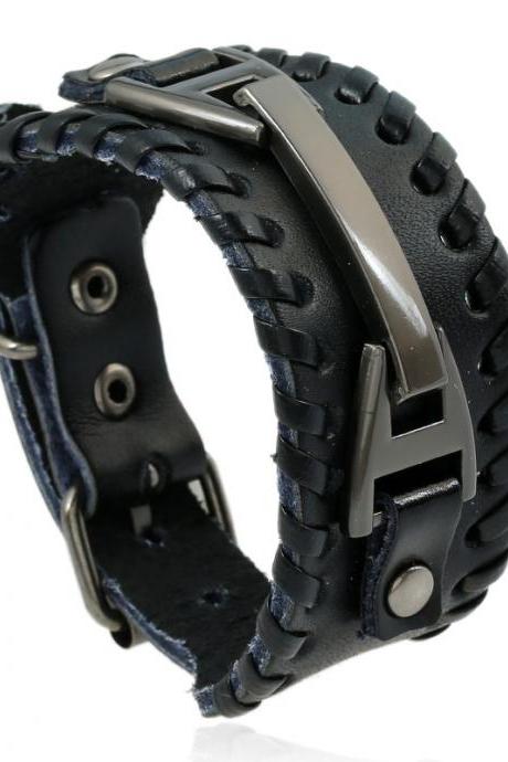 Punk Style Braided Leather Bracelet