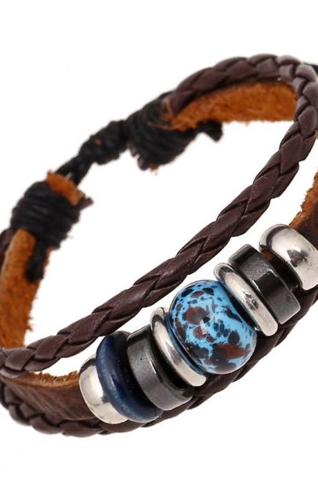 Magnetic Beads Leather Bracelet