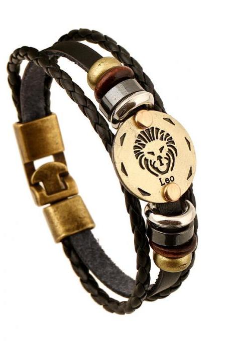 Leo Constellation Leather Bracelet