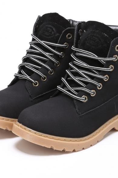 Women Synthetic Leather Boot Lace Up Outdoor Ankle Boot Shoes