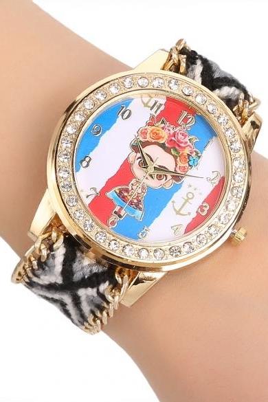 Women's Handmade Braided Friendship Bracelet Watch Round Dial Quartz Wristwatch