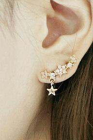 Shining Crystal Little Stars Allergy Earring