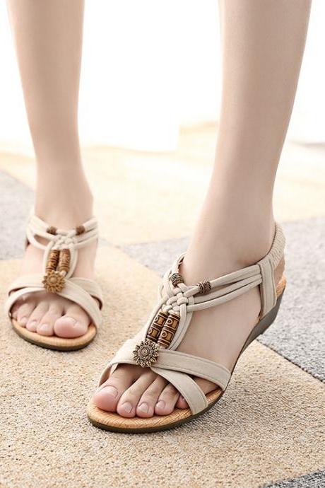 Fashion Lint Elastic Wedge Sandals