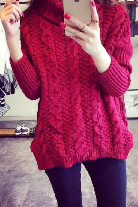 Retro Style Braid Knitting Plus Size Sweater