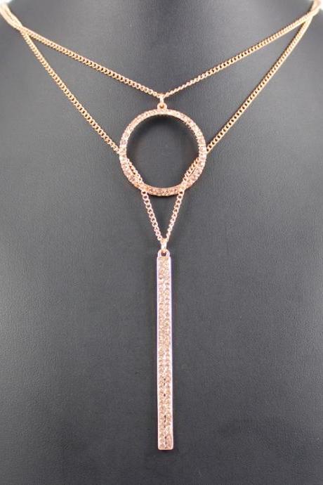 New alloy Rose Gold Double Necklace