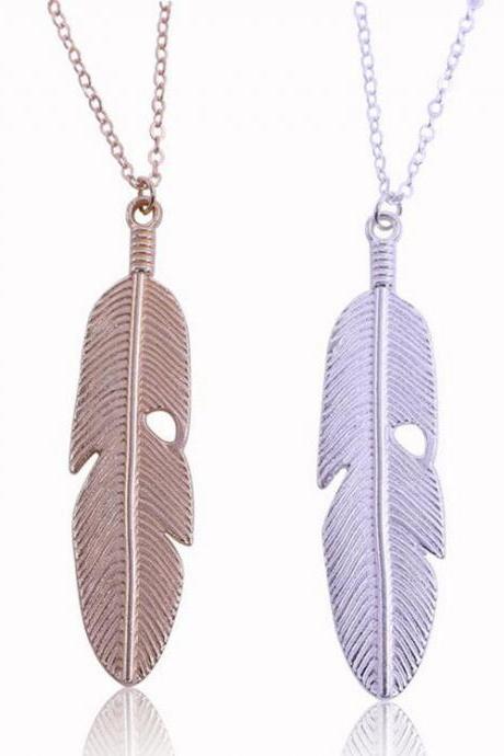 Popular joker contracted leaves feather necklace