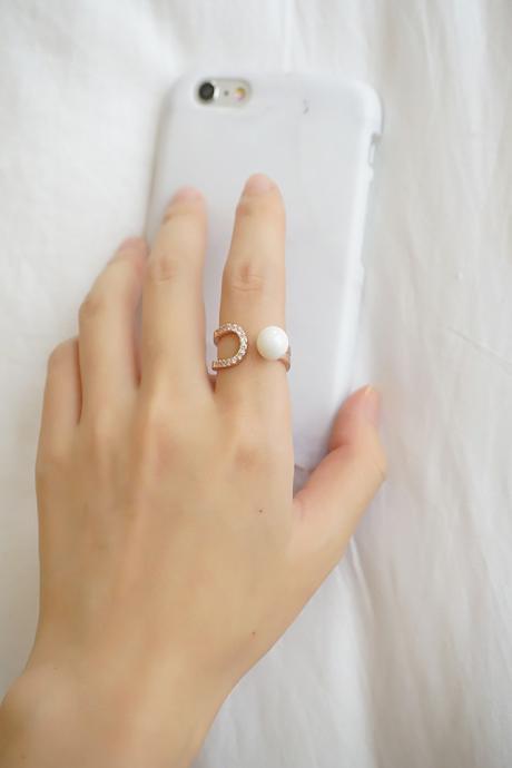Fashion micro pearl inlay zircon joker index finger ring