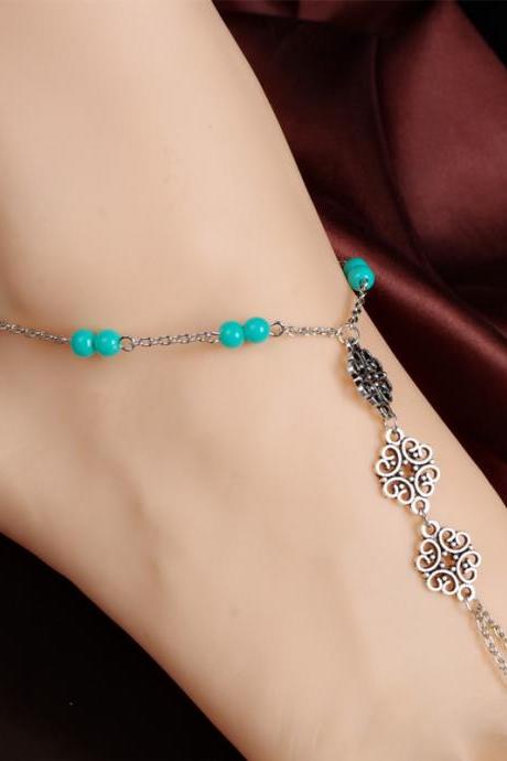 Retro metal hollow parts bright beads even refers to the ankles