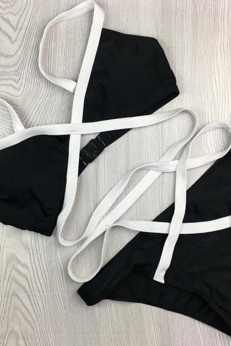 Black and White Stitching Sexy Two-piece bikinis