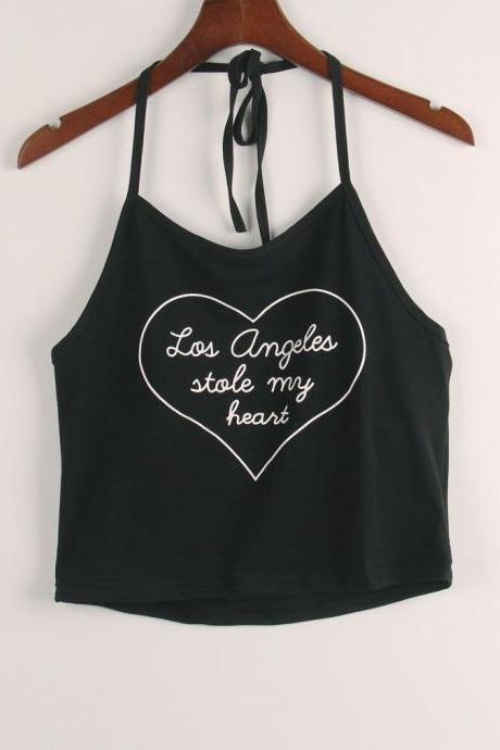 Love Letters Printed Condole Belt Vest T-Shirt
