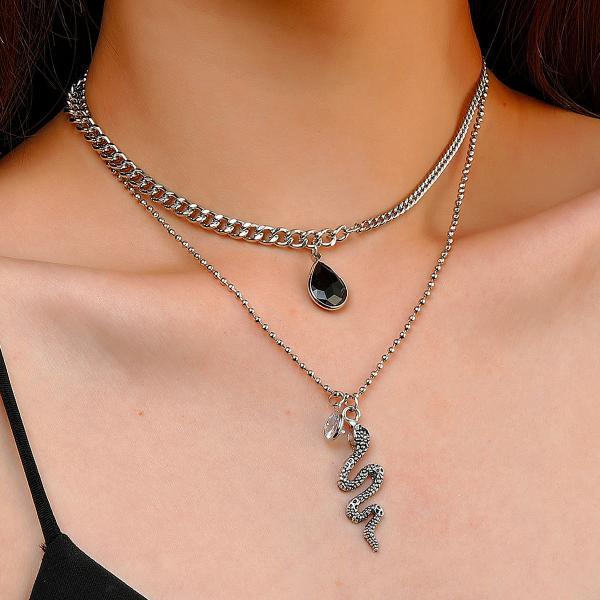 Creative snake Necklace metal multilayer clavicle chain