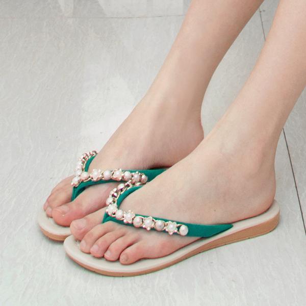 Beautiful Pearl Flip Flop Casual Slippers On Luulla